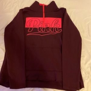 Victoria’s Secret Pink Ultimate Burgundy & Pink pullover. Size: Large